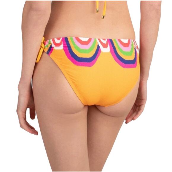 NWT Trina Turk Rainbow Swirl Tie Hipster Bikini Bottom in Mango Orange US12 - Picture 2 of 6